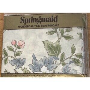 New Spring Maid Wondercale Floral King Flat Sheet Cottage Core Y2K Percale